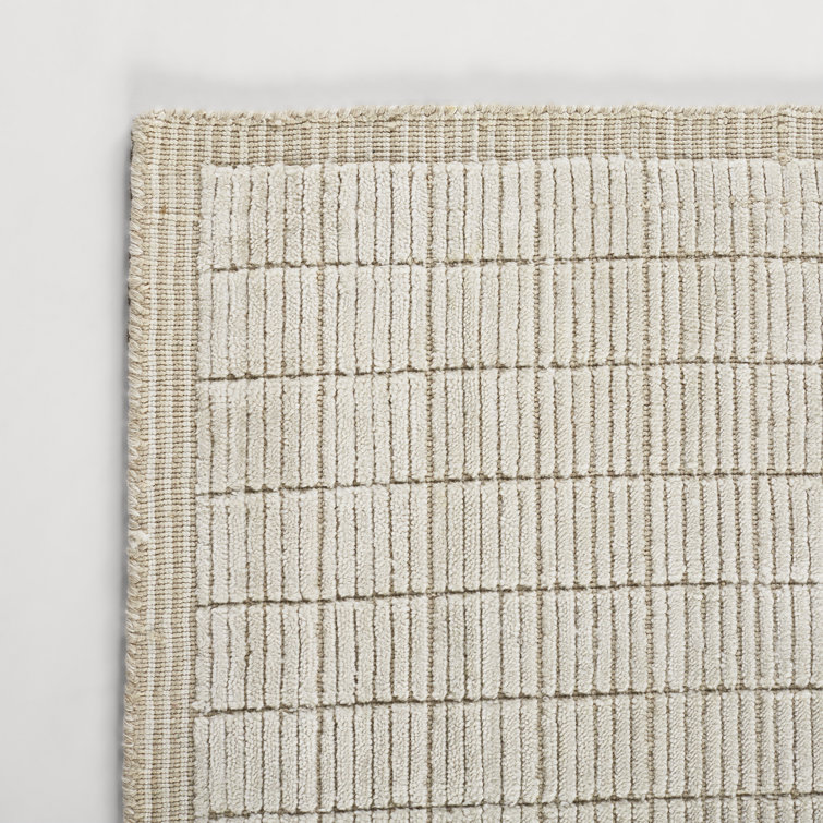 Jacey Light Beige and Cream Hand-Knotted Wool Runner Rug