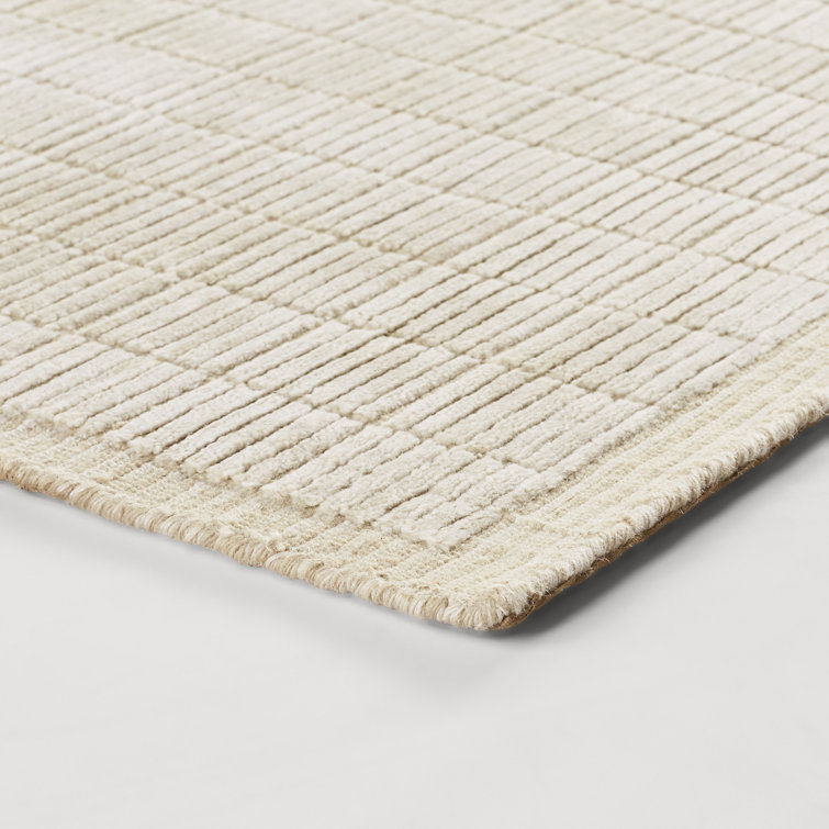 Jacey Light Beige and Cream Hand-Knotted Wool Runner Rug