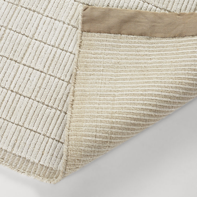 Jacey Light Beige and Cream Hand-Knotted Wool Runner Rug