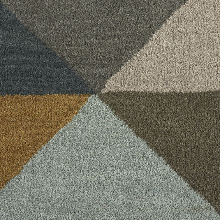 Storm Gray Handmade Tufted Wool Geometric Area Rug - 2'x3'