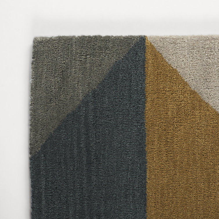Storm Gray Handmade Tufted Wool Geometric Area Rug - 2'x3'