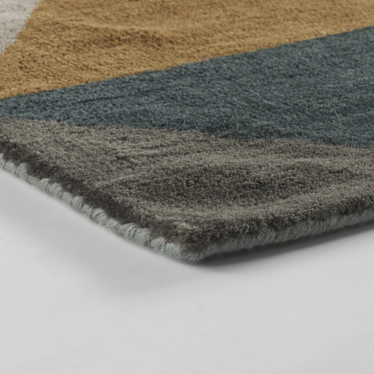 Storm Gray Handmade Tufted Wool Geometric Area Rug - 2'x3'