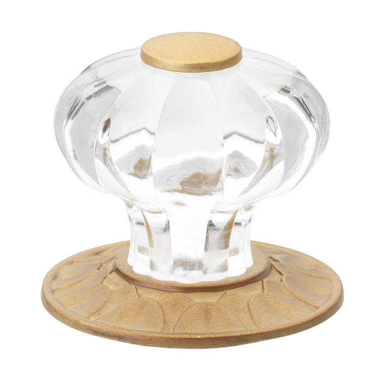 1.25" Clear Acrylic Mushroom Knob with Satin Gold Backplate