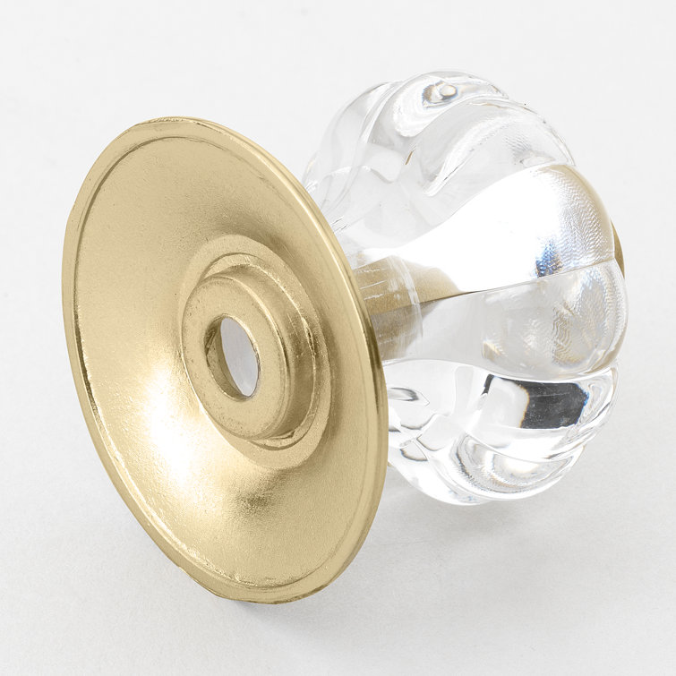 1.25" Clear Acrylic Mushroom Knob with Satin Gold Backplate