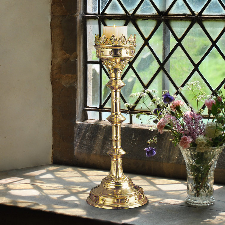 Chartres Cathedral Inspired Grande Brass Candlestick 20"