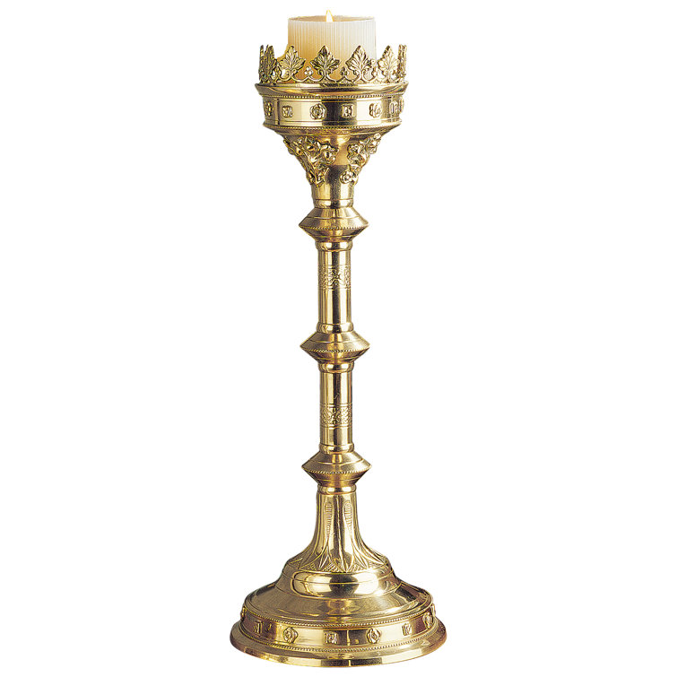 Chartres Cathedral Inspired Grande Brass Candlestick 20"