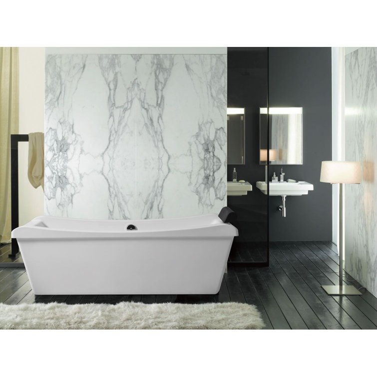 68'' Glossy White Freestanding Acrylic Soaking Bathtub