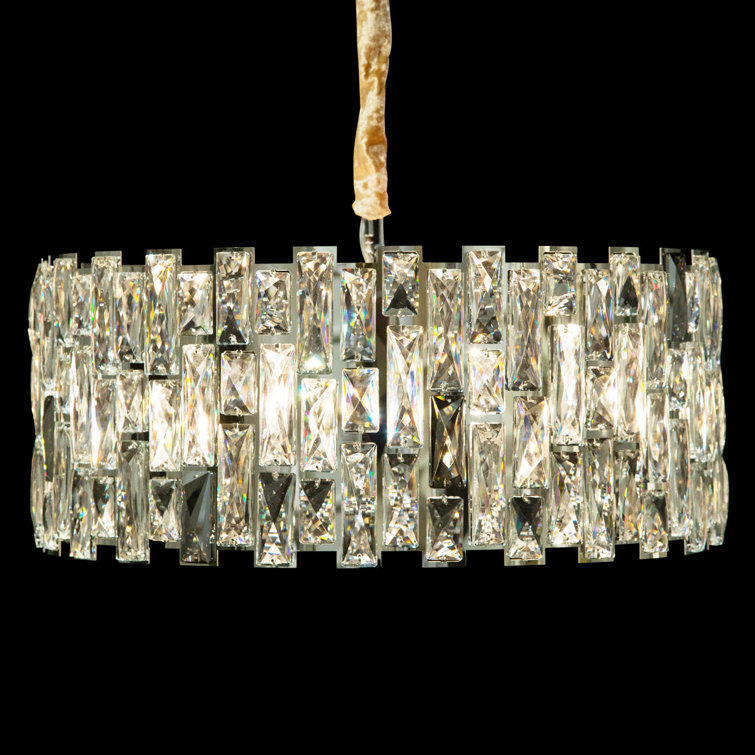 Contemporary Chrome Crystal 8-Light Drum Chandelier