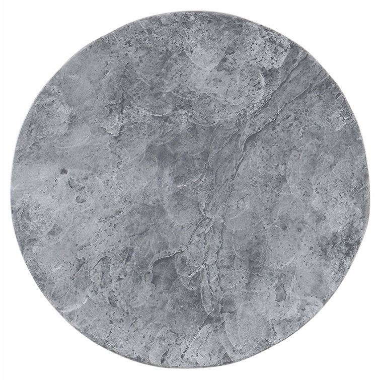 Transitional Silver Slate 20" Round Metal & Glass Occasional Table