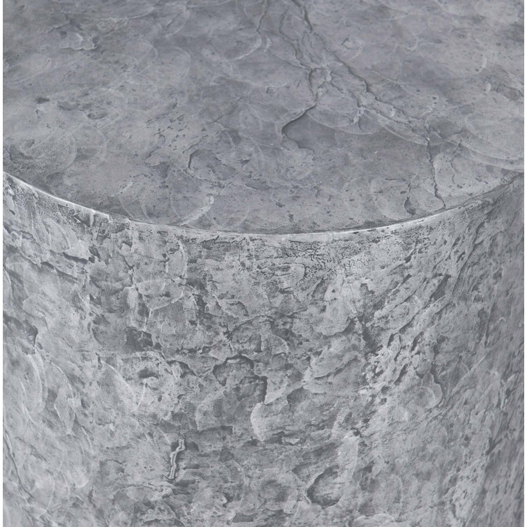 Transitional Silver Slate 20" Round Metal & Glass Occasional Table