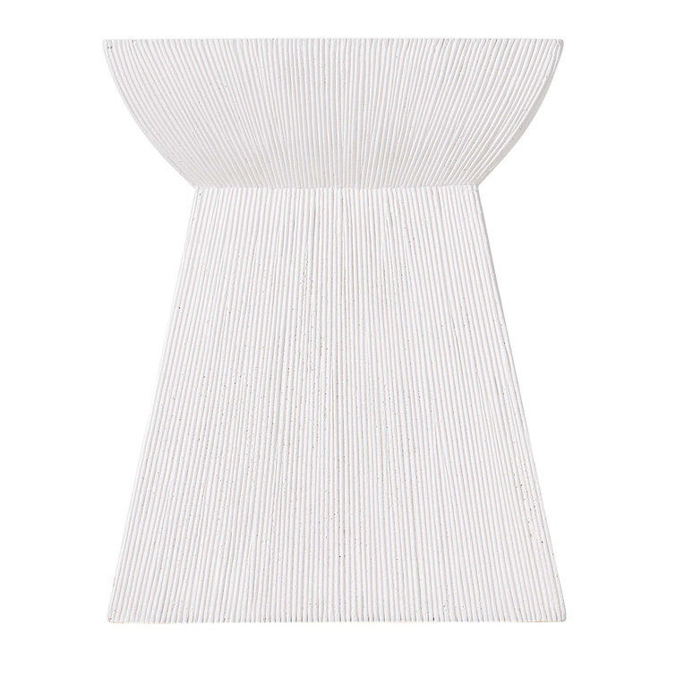 Sophisticated Transitional White Stonecast Side Table, 16"