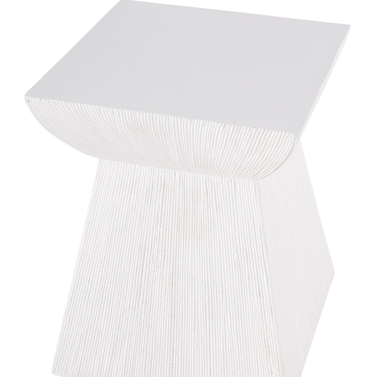 Sophisticated Transitional White Stonecast Side Table, 16"