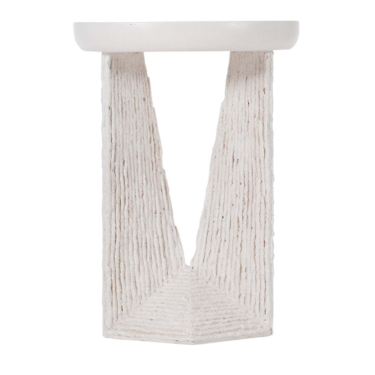 Voile White Round Stonecast Side Table with Coco Twig Base