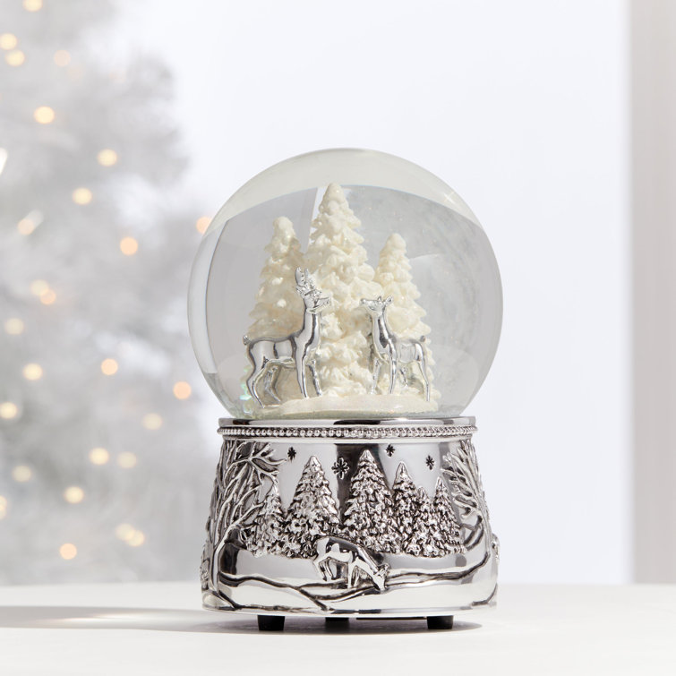 Silverplate North Pole Bound Christmas Snow Globe with Reindeer