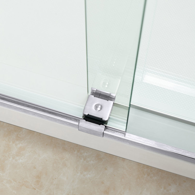 60" Chrome Frameless Sliding Shower Door with Clear Glass