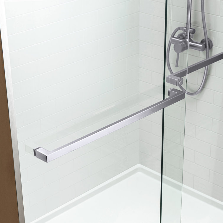 60" Chrome Frameless Sliding Shower Door with Clear Glass