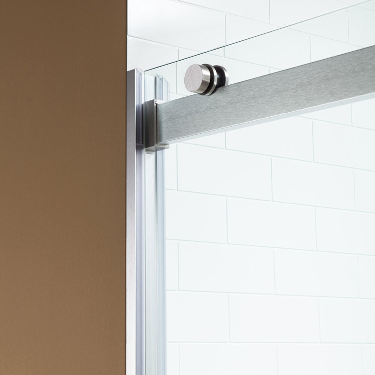 60" Brushed Nickel Frameless Sliding Shower Door with Clear Glass