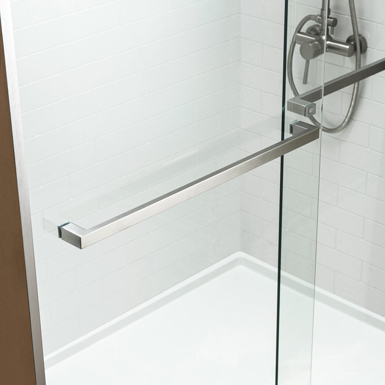 60" Brushed Nickel Frameless Sliding Shower Door with Clear Glass