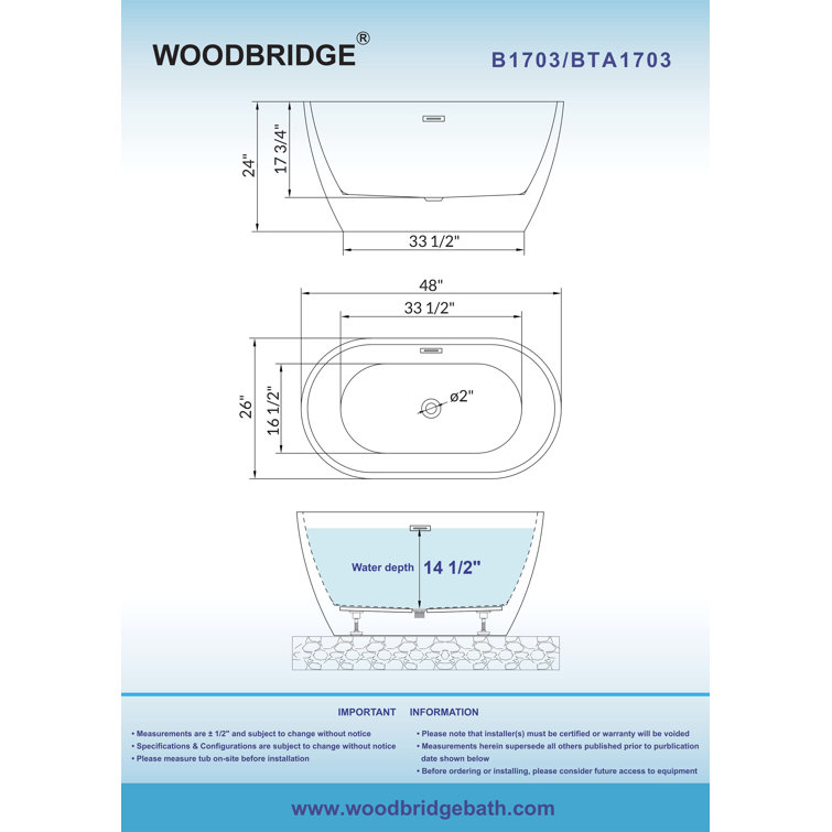 48'' White Acrylic Freestanding Soaking Bathtub with Brushed Nickel Trim