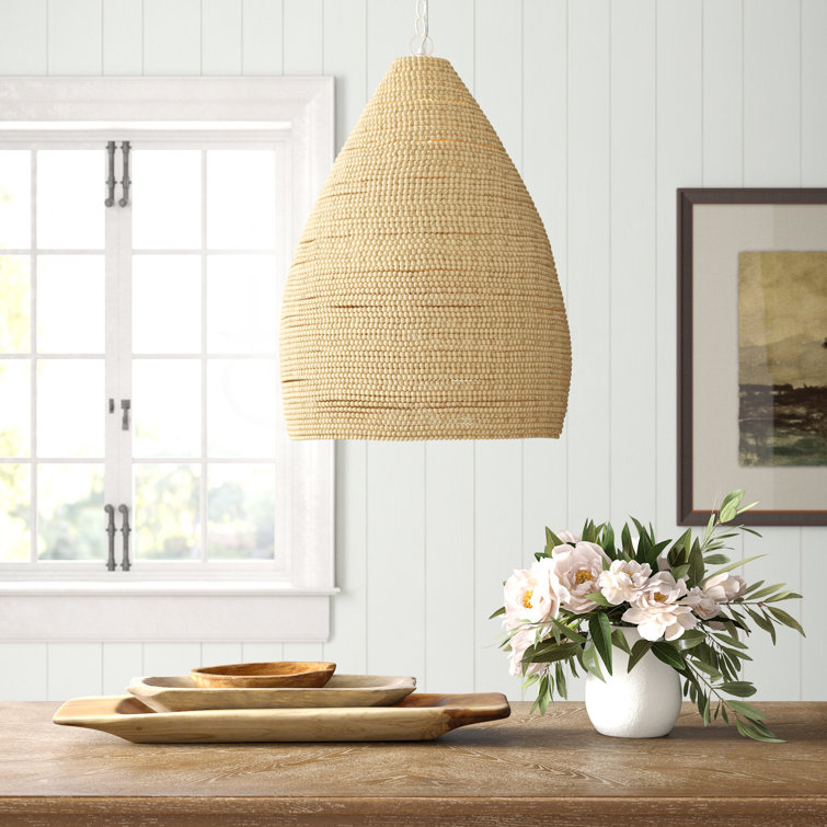 Karlene Off-White Beaded Large Pendant Light with Artisanal Design
