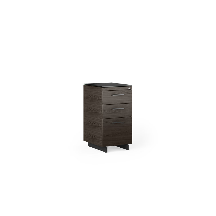Charcoal Stained Ash and Black 3-Drawer Lockable File Cabinet