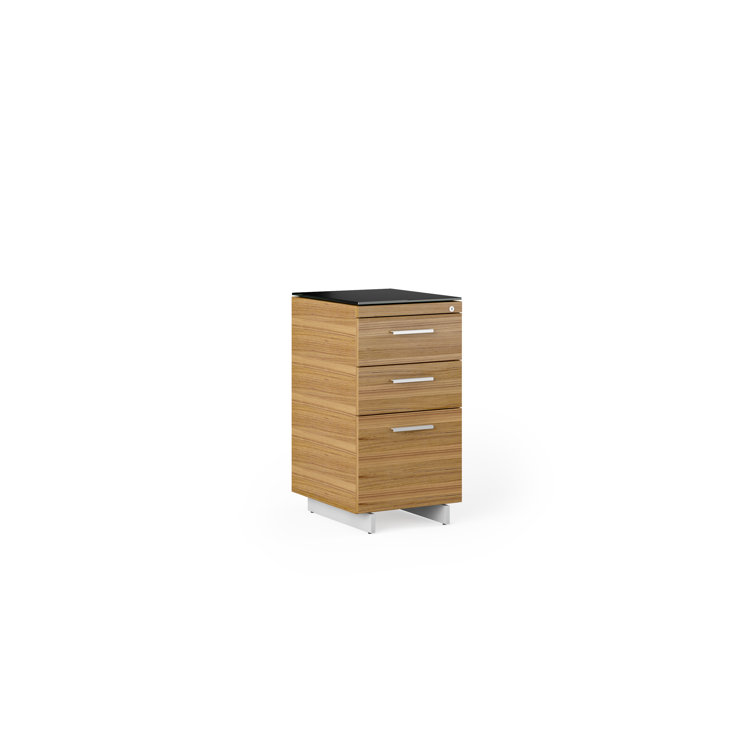 Natural Walnut and Satin Nickel 3-Drawer Lockable File Cabinet