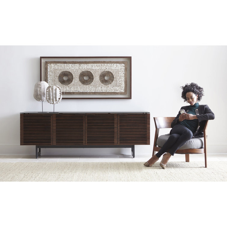 Chocolate Stained Walnut Media Console with Adjustable Shelves
