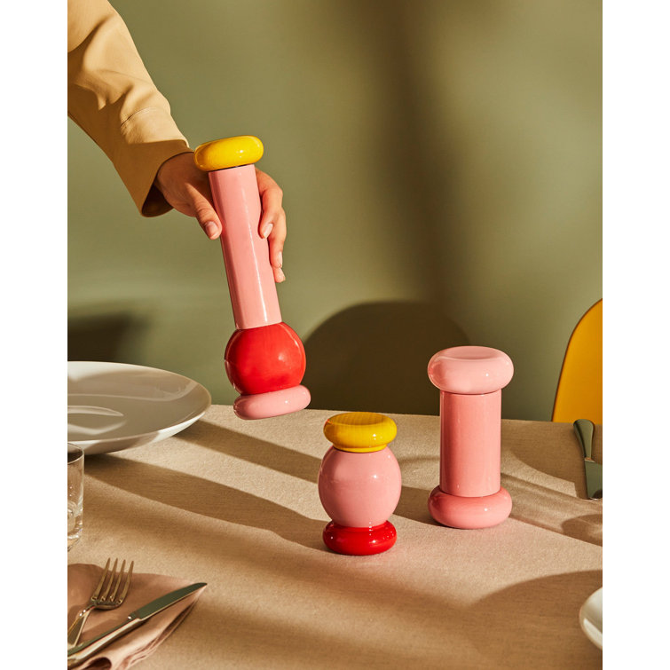Red and Yellow Beechwood Pepper Mill