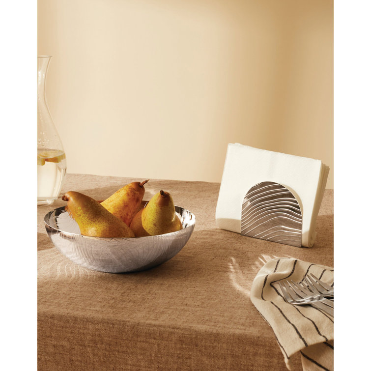 Silver Textured Steel Modern Napkin Holder