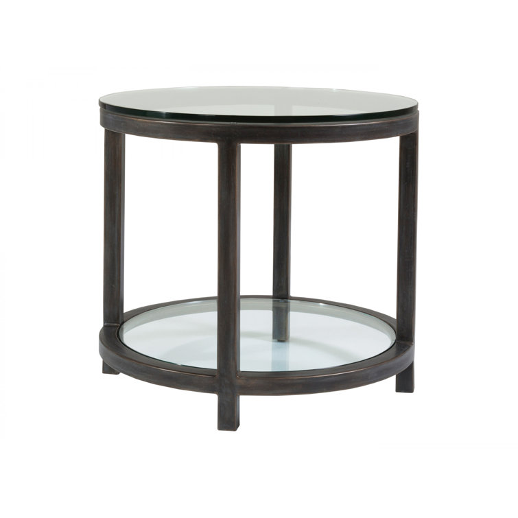 St. Laurent Round Gray Metal and Glass End Table