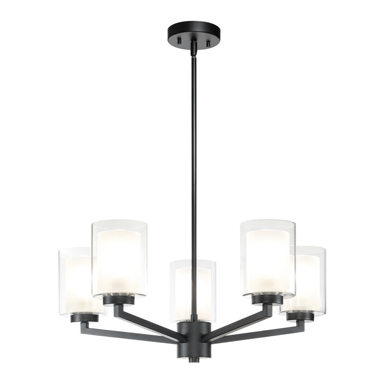Matte Black 5-Light Adjustable Chandelier with Clear Glass Shades