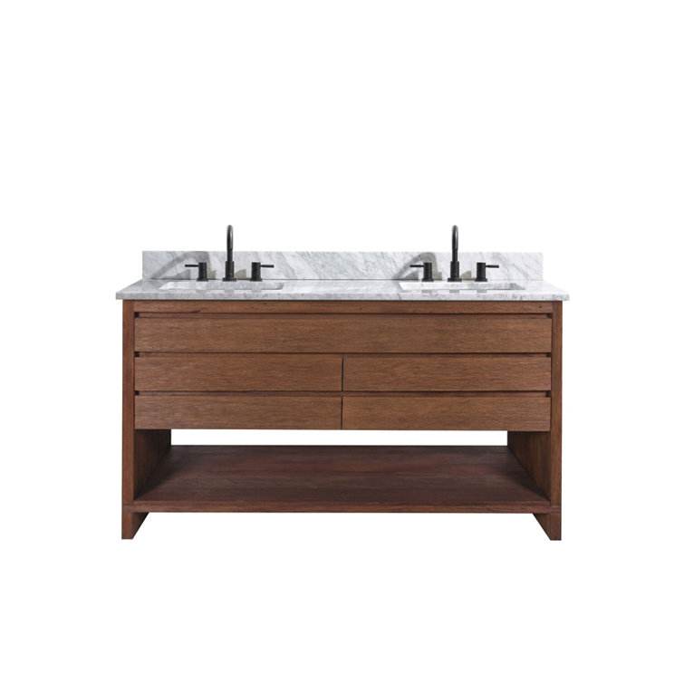 Refined Teak 60" Freestanding Double Vanity Cabinet in Brown Reclaimed Wood