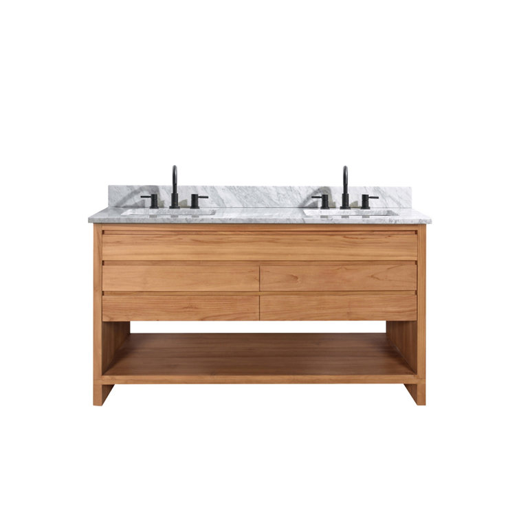 Kai 60" Natural Teak Double Vanity Cabinet