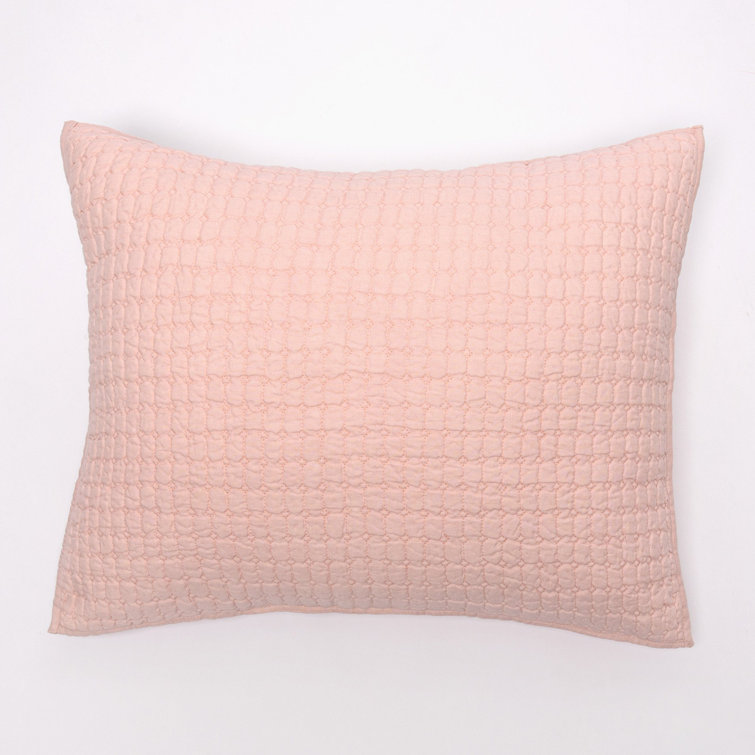Standard Pink Linen Box-Quilted Pillow Sham