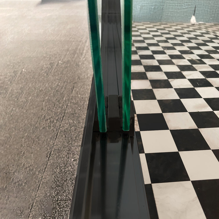 Matte Black Semi-Frameless Sliding Shower Door with Clear Glass
