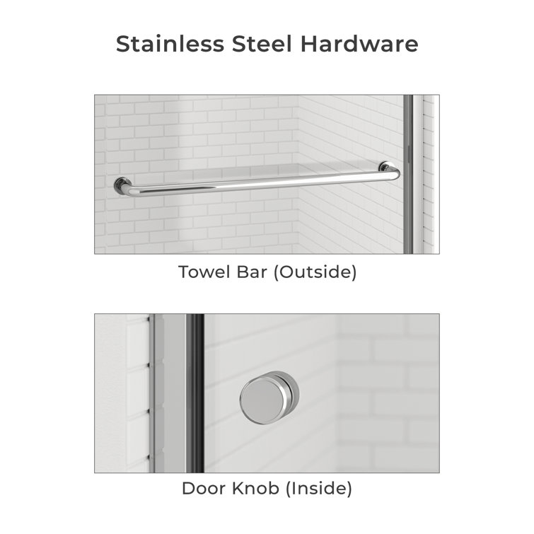 48" x 70" Chrome Semi-Frameless Sliding Shower Door with Clear Glass