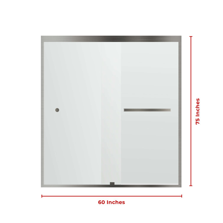 60" x 75" Chrome Semi-Frameless Sliding Shower Door