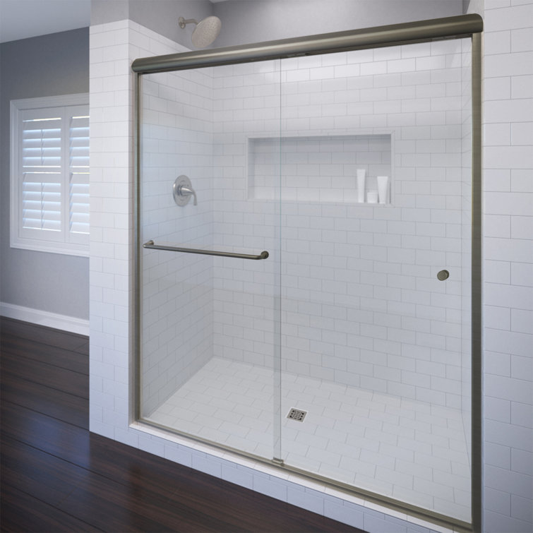48" x 70" Brushed Nickel Semi-Frameless Sliding Shower Door