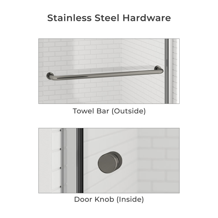48" Brushed Nickel Frameless Sliding Shower Door with Clear Glass