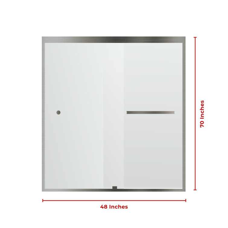 48" Brushed Nickel Frameless Sliding Shower Door with Clear Glass