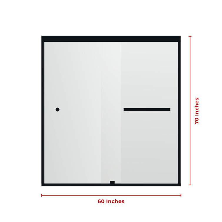 60'' x 70'' Matte Black Semi-Frameless Sliding Shower Door