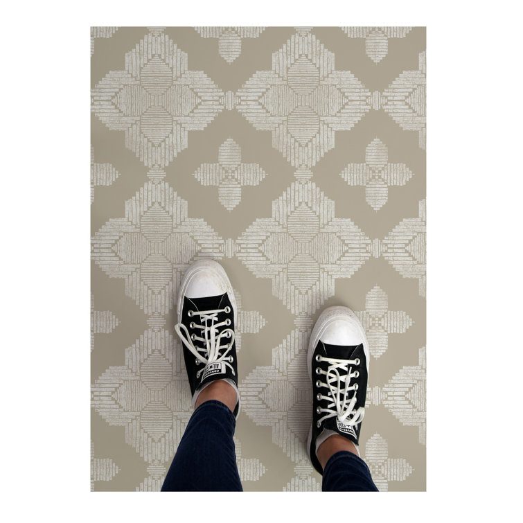 12'' x 12'' White and Beige Vinyl Peel and Stick Floor Tiles