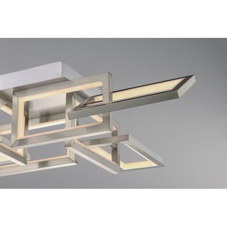 Satin Nickel 8-Light LED Adjustable Flush Mount Ceiling Fixture