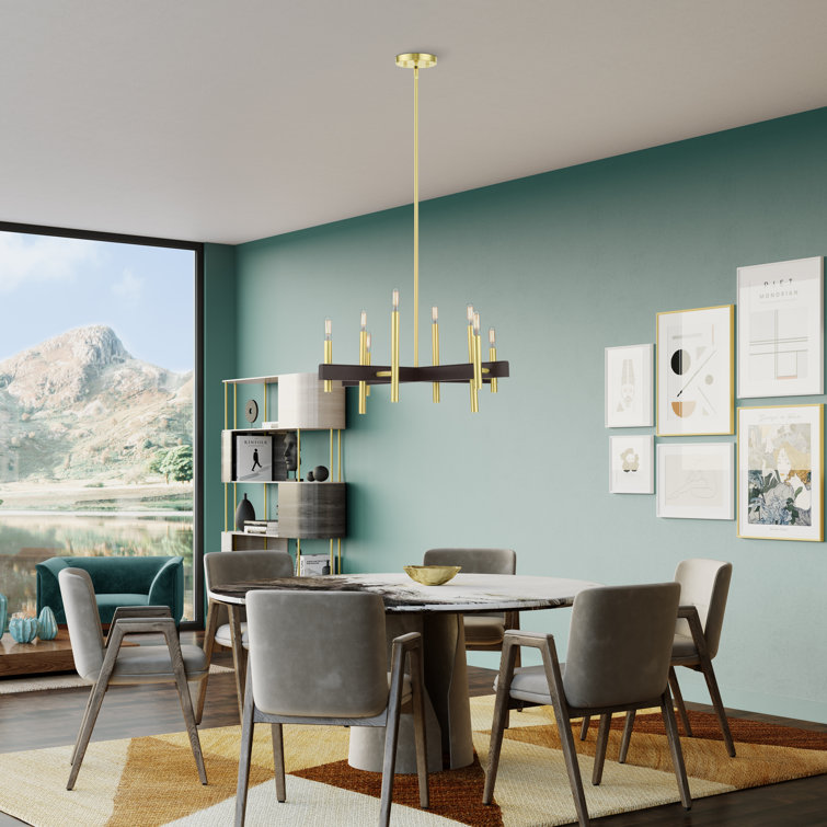 Denmark Satin Brass 8-Light Mid-Century Modern Chandelier