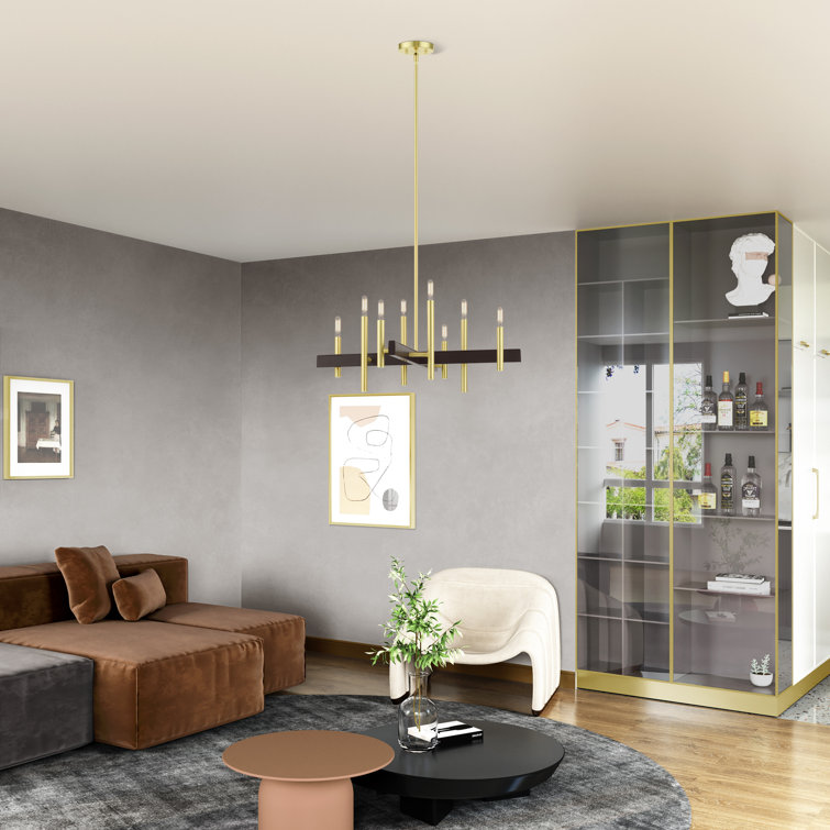 Denmark Satin Brass 8-Light Mid-Century Modern Chandelier