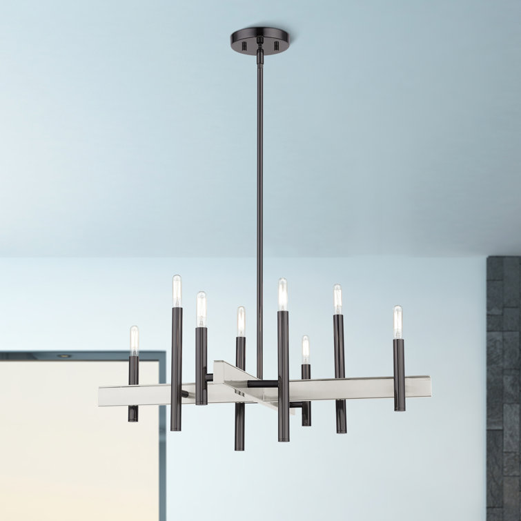 Denmark 8-Light Black Chrome Candelabra Chandelier