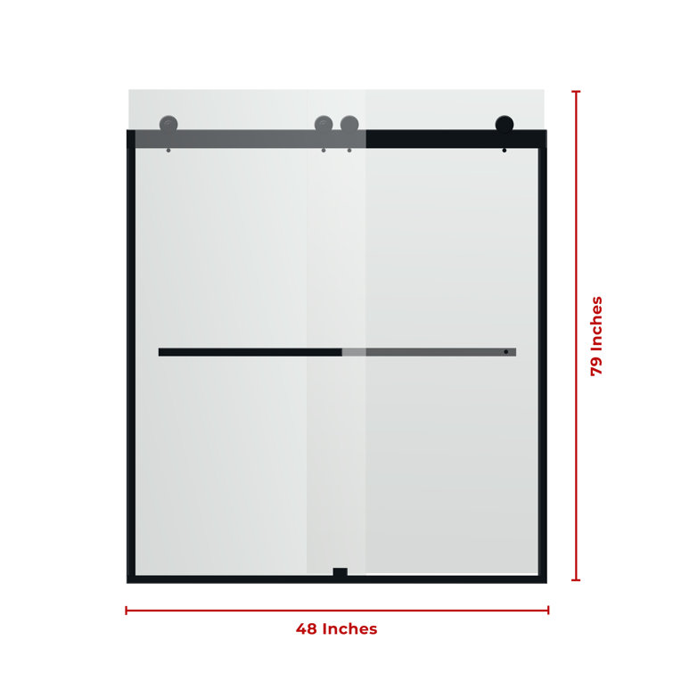 Portofino Matte Black Frameless Double Sliding Shower Door 48" x 79"