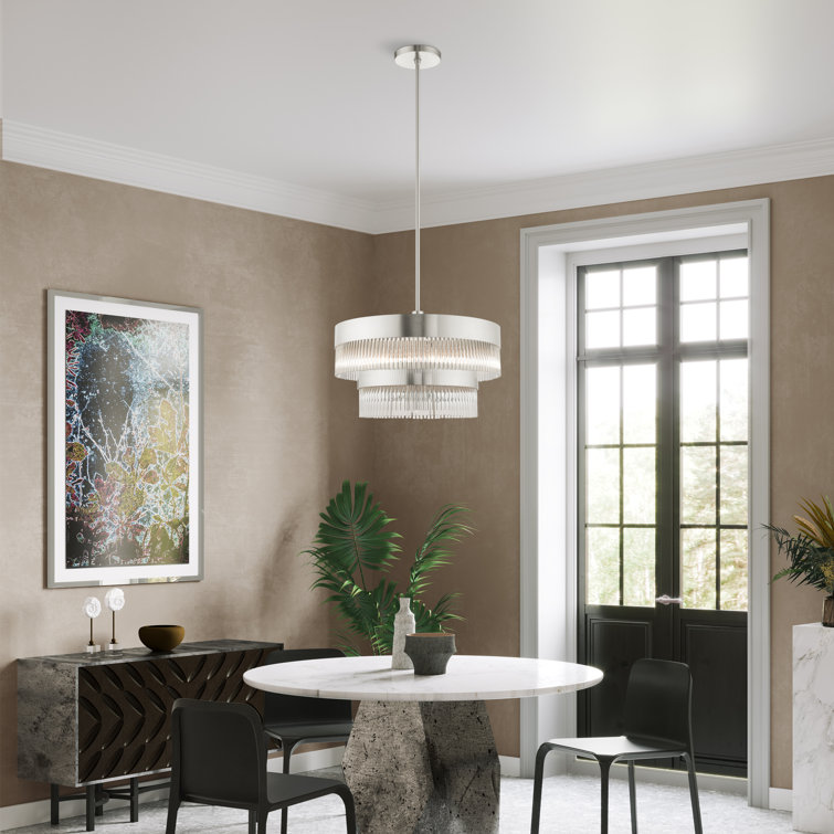 Brushed Nickel Crystal Rods 5-Light Chandelier