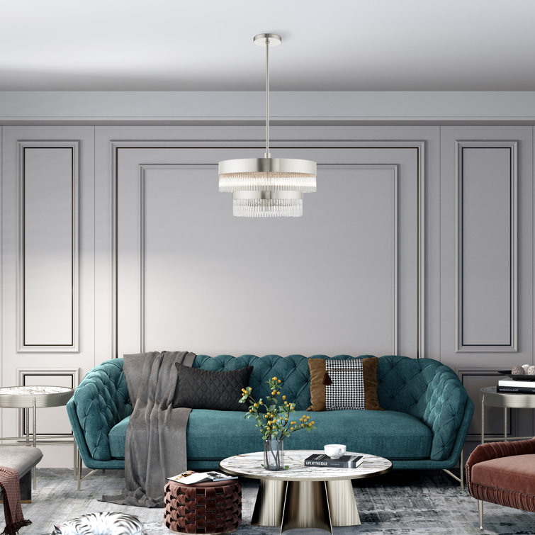 Brushed Nickel Crystal Rods 5-Light Chandelier