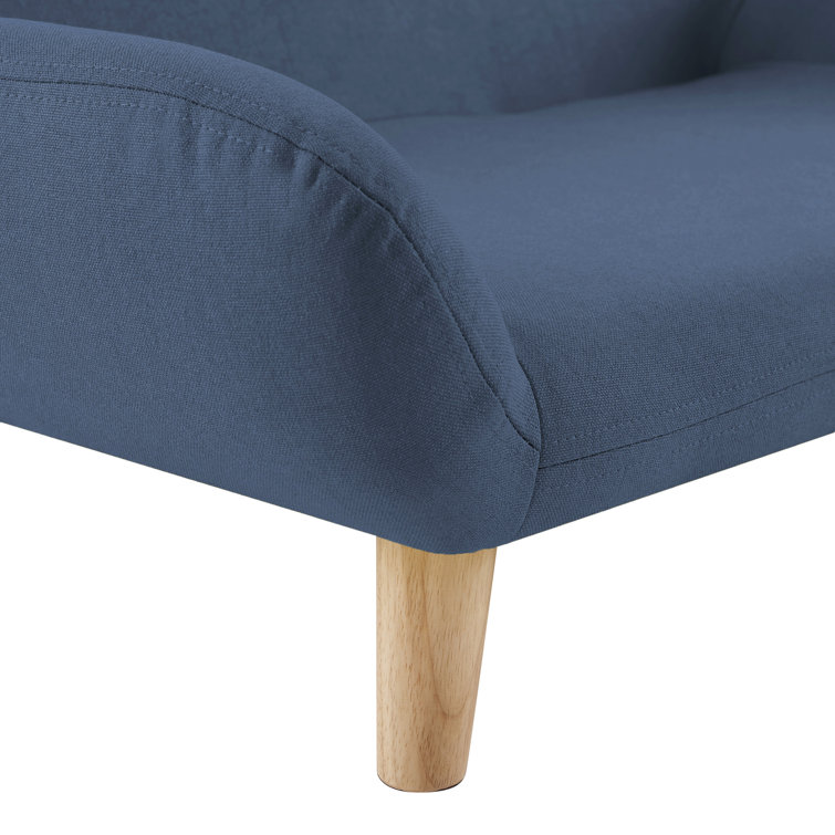 Small Blue Fabric Elevated Pet Sofa with Wooden Legs